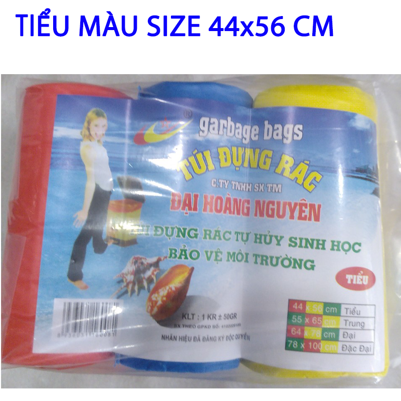 1kg (3 cuộn) Túi đựng rác, bao rác tự phân hủy sinh học màu và đen đủ size có size đặc đại (cực đại) 1 ký mã
