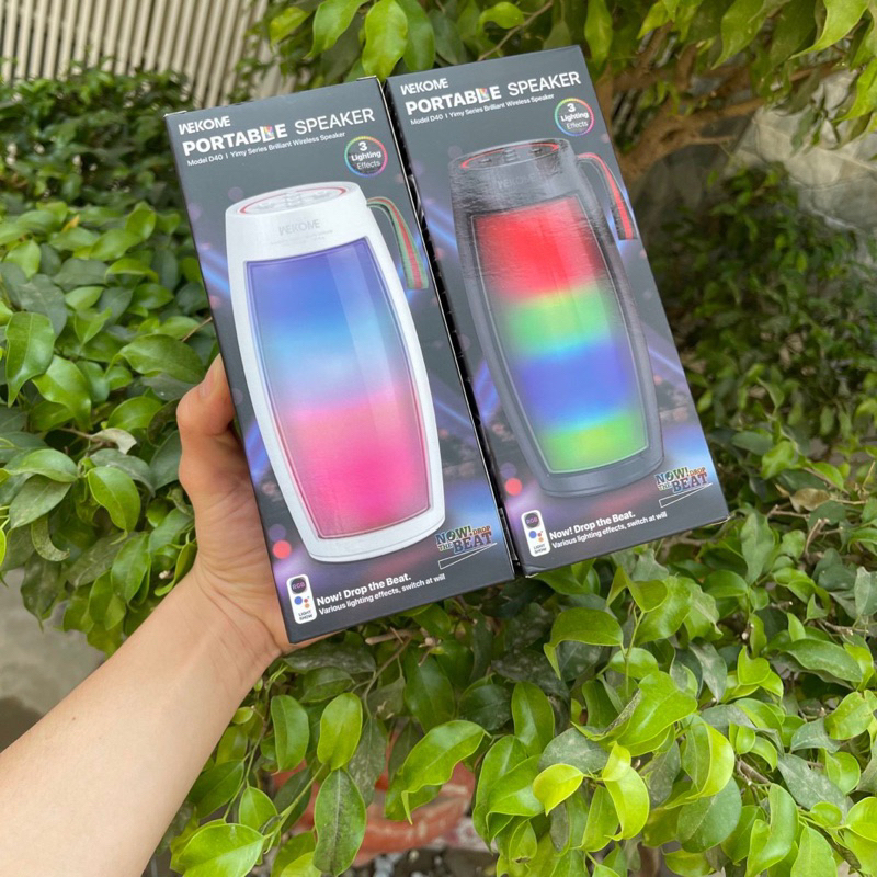 [SE138]Loa Bluetooth V5.0 không dây WK WeKome D40 cầm tay, để bàn, có đèn LED