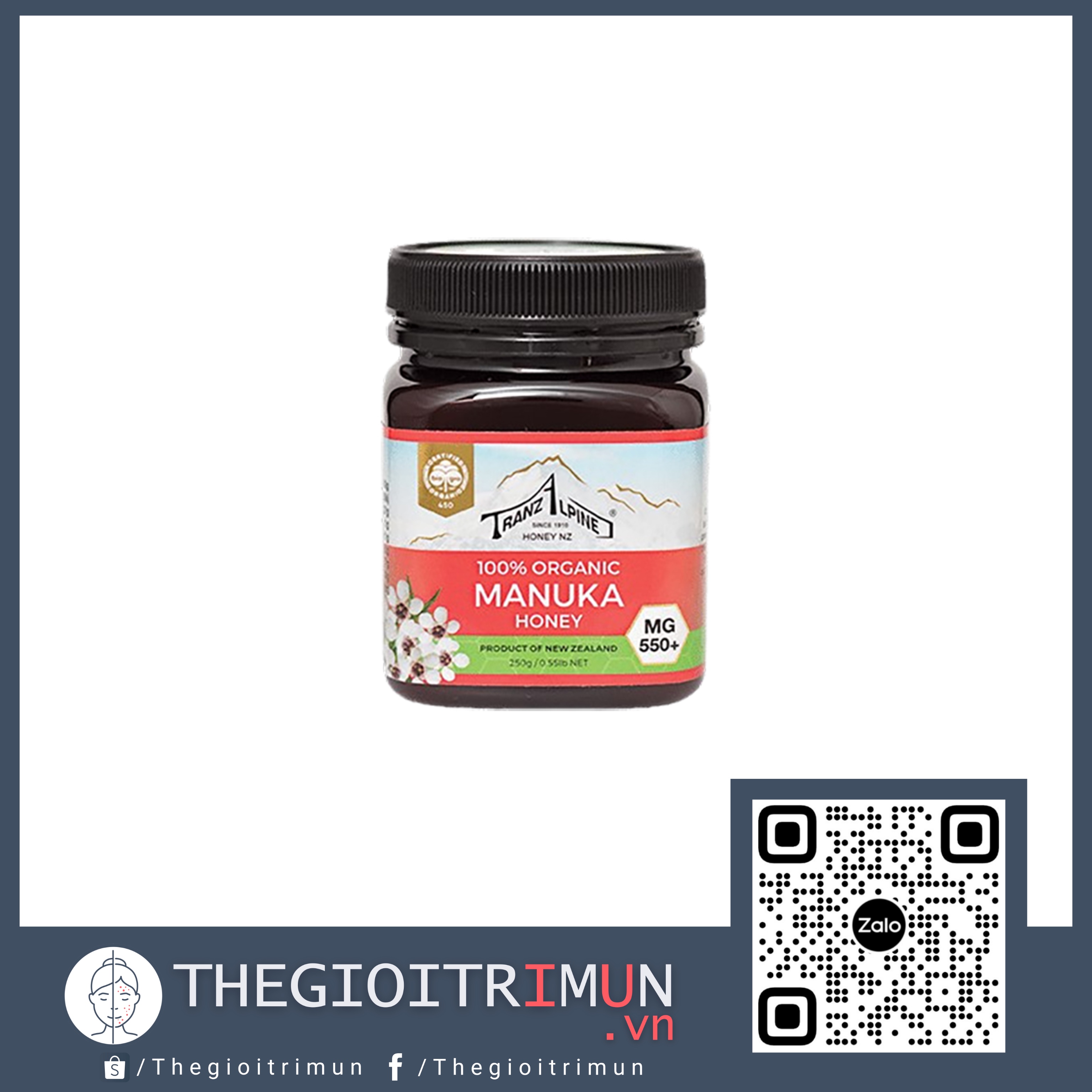 Mật ong Manuka MG550+ Organic Manuka Honey TranzAlpine (250g)