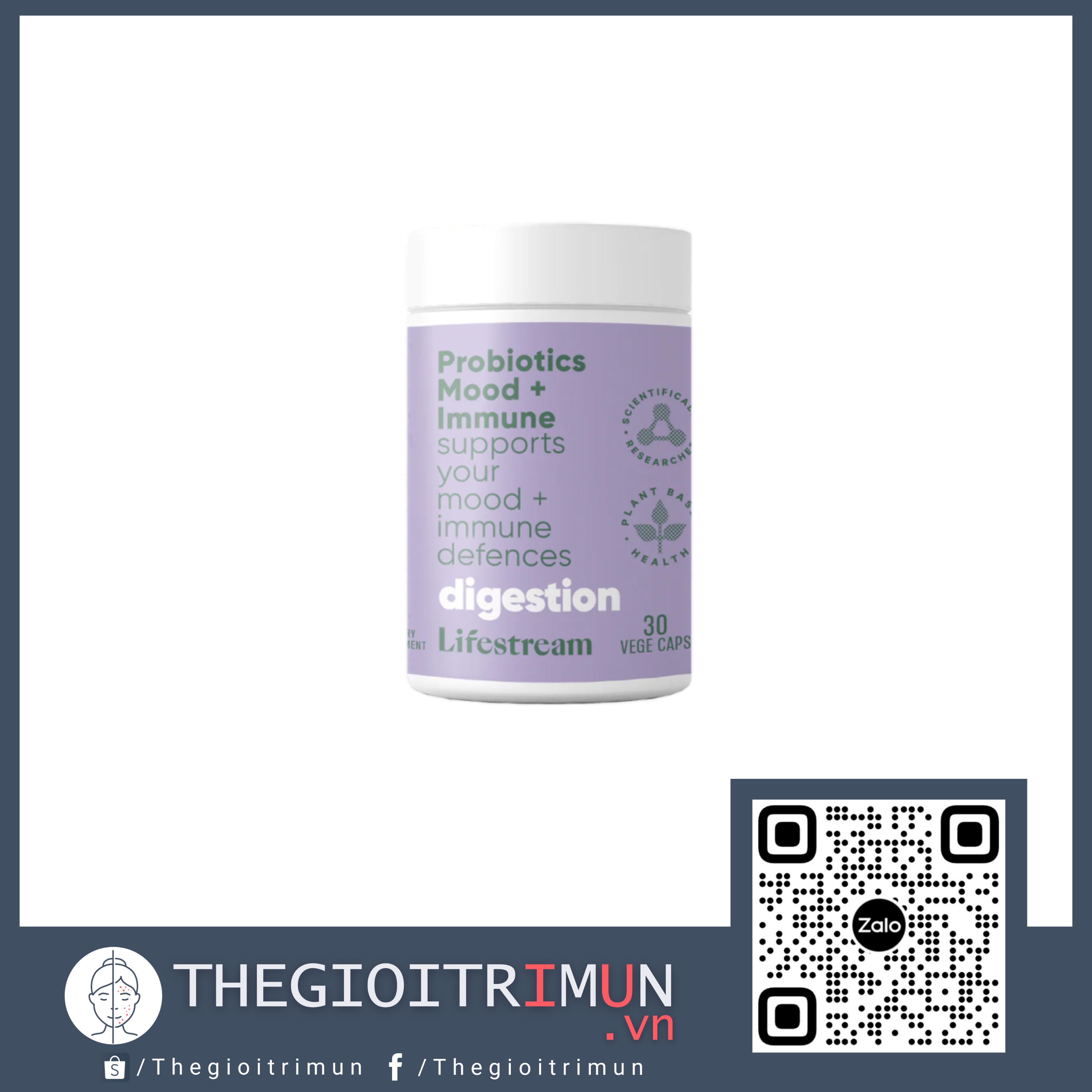 Men vi sinh 4 chủng giảm stress và tăng miễn dịch Lifestream Probiotics Mood & Immune (30 viên)