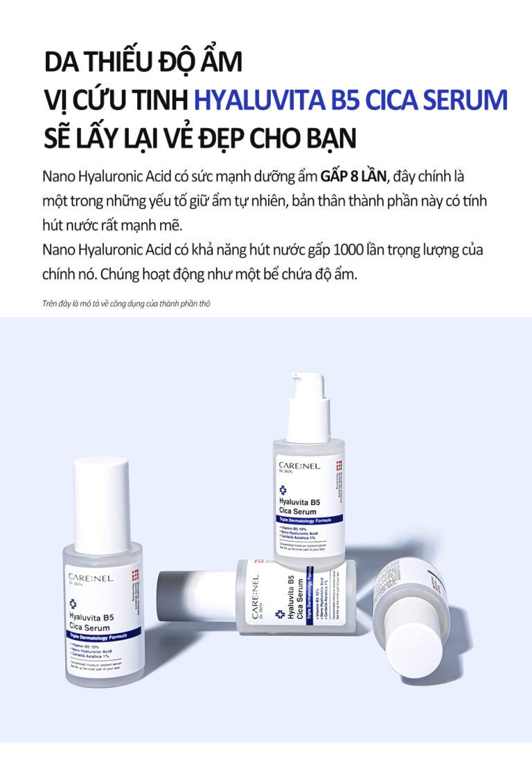 Tinh chất cô đặc mờ mụn và sẹo, siêu dưỡng ẩm, trắng hồng và làm dịu da Hyaluvita B5 Cica Serum