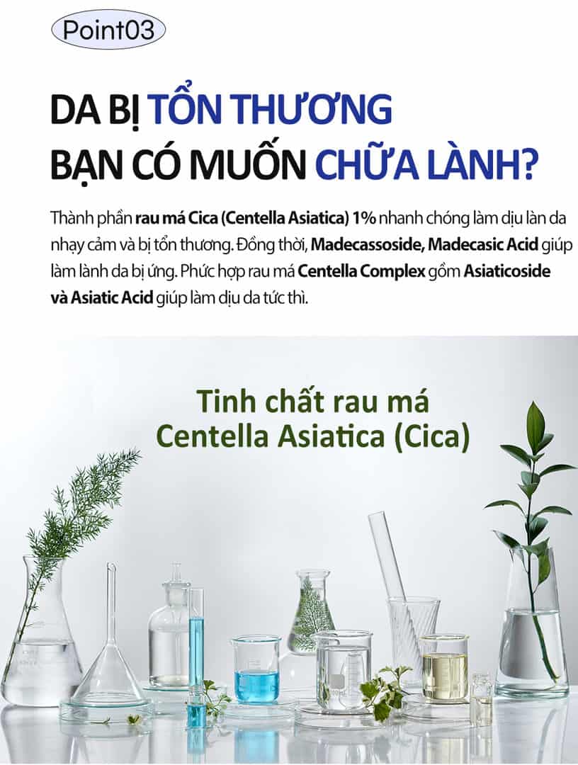 Tinh chất cô đặc mờ mụn và sẹo, siêu dưỡng ẩm, trắng hồng và làm dịu da Hyaluvita B5 Cica Serum
