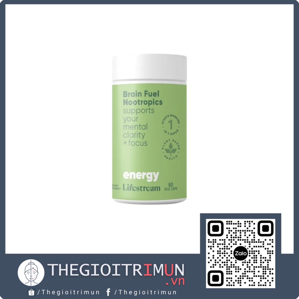 Viên uống tăng cường tập trung, tỉnh táo và năng lượng Lifestream Brain Fuel Nootropics (60 Viên)