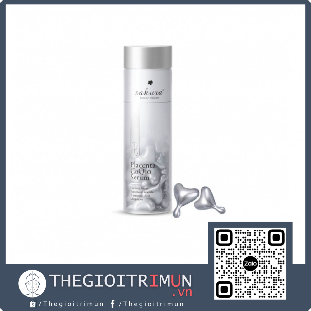 Sakura Placenta CoQ10 Serum - Serum dưỡng trắng, chống lão hóa & cấp ẩm từ Nhật Bản