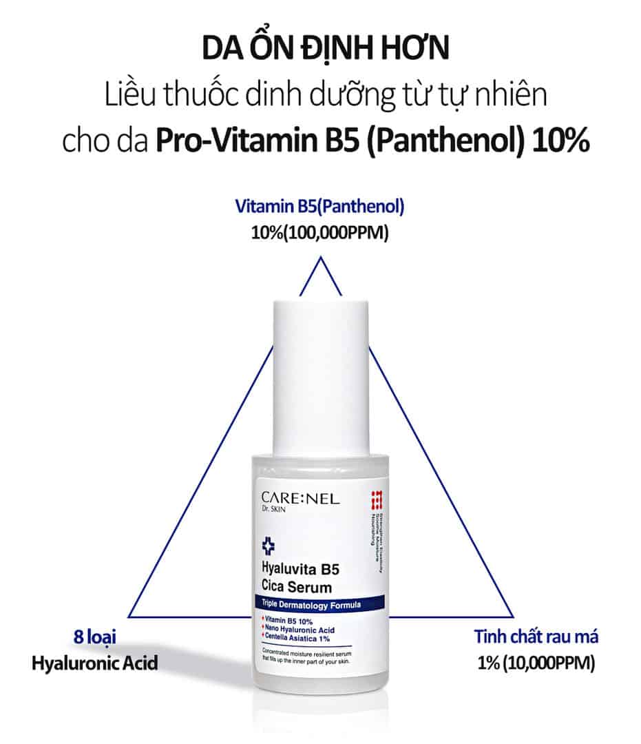 Tinh chất cô đặc mờ mụn và sẹo, siêu dưỡng ẩm, trắng hồng và làm dịu da Hyaluvita B5 Cica Serum