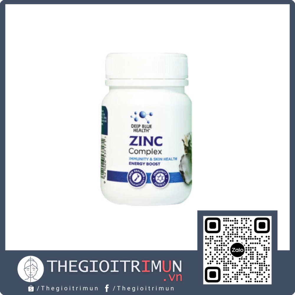 Viên Uống Kẽm Deep Blue Health Zinc Complex: tăng đề kháng, trị mụn (60 viên)
