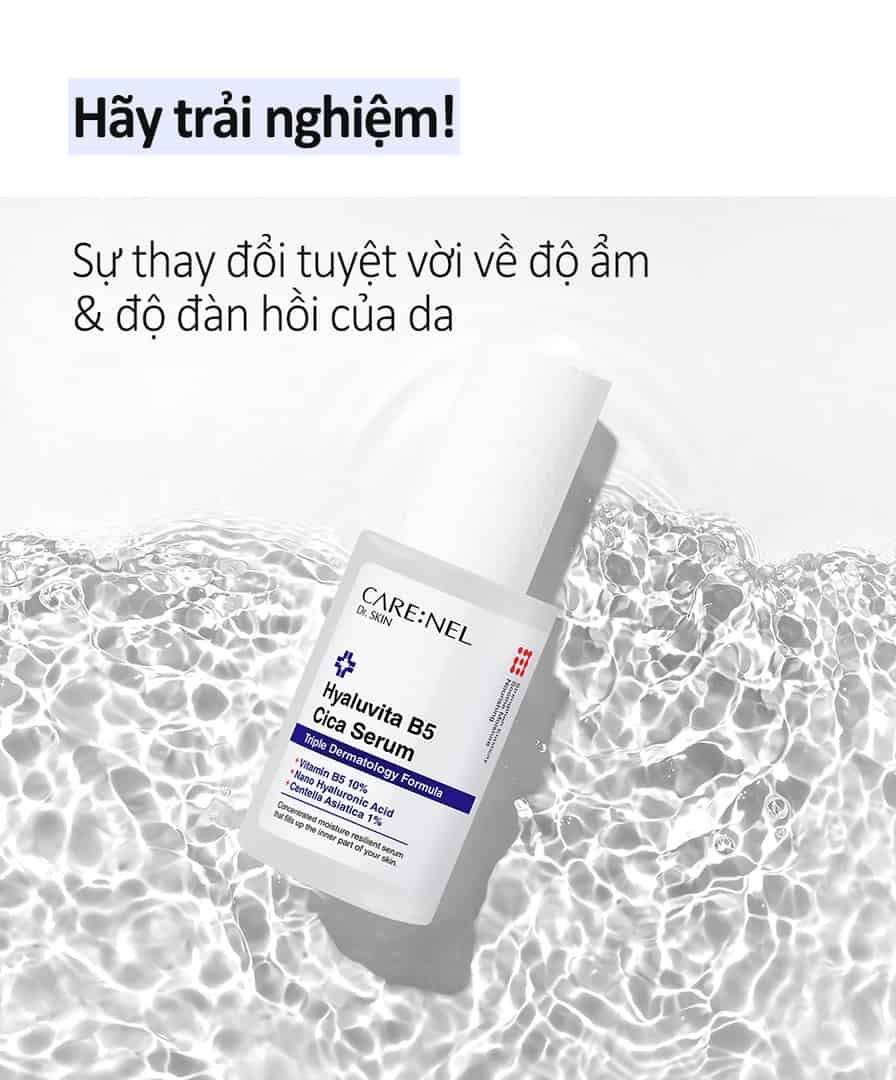Tinh chất cô đặc mờ mụn và sẹo, siêu dưỡng ẩm, trắng hồng và làm dịu da Hyaluvita B5 Cica Serum