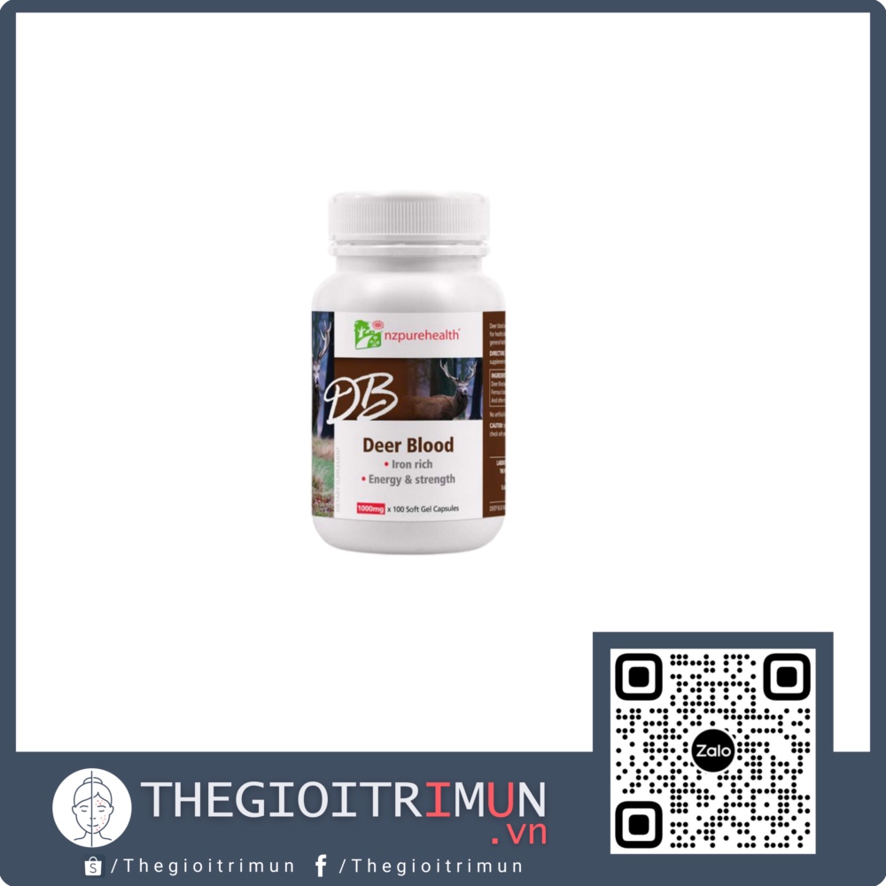 Viên nang máu hươu bổ máu, cấp sắt Deer Blood NZPurehealth (100 viên)