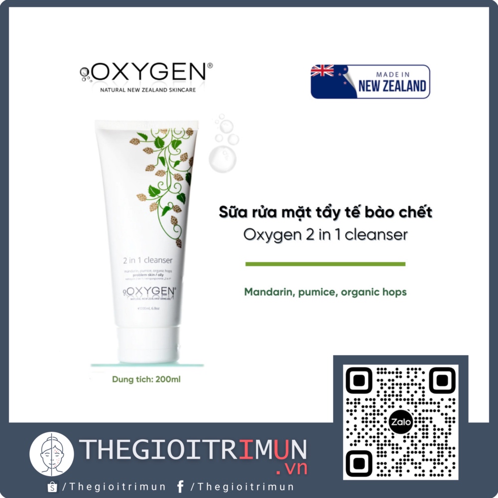 Sữa rửa mặt cho da dầu mụn và nhạy cảm OXYGEN 2 in 1 Cleanser 200ml
