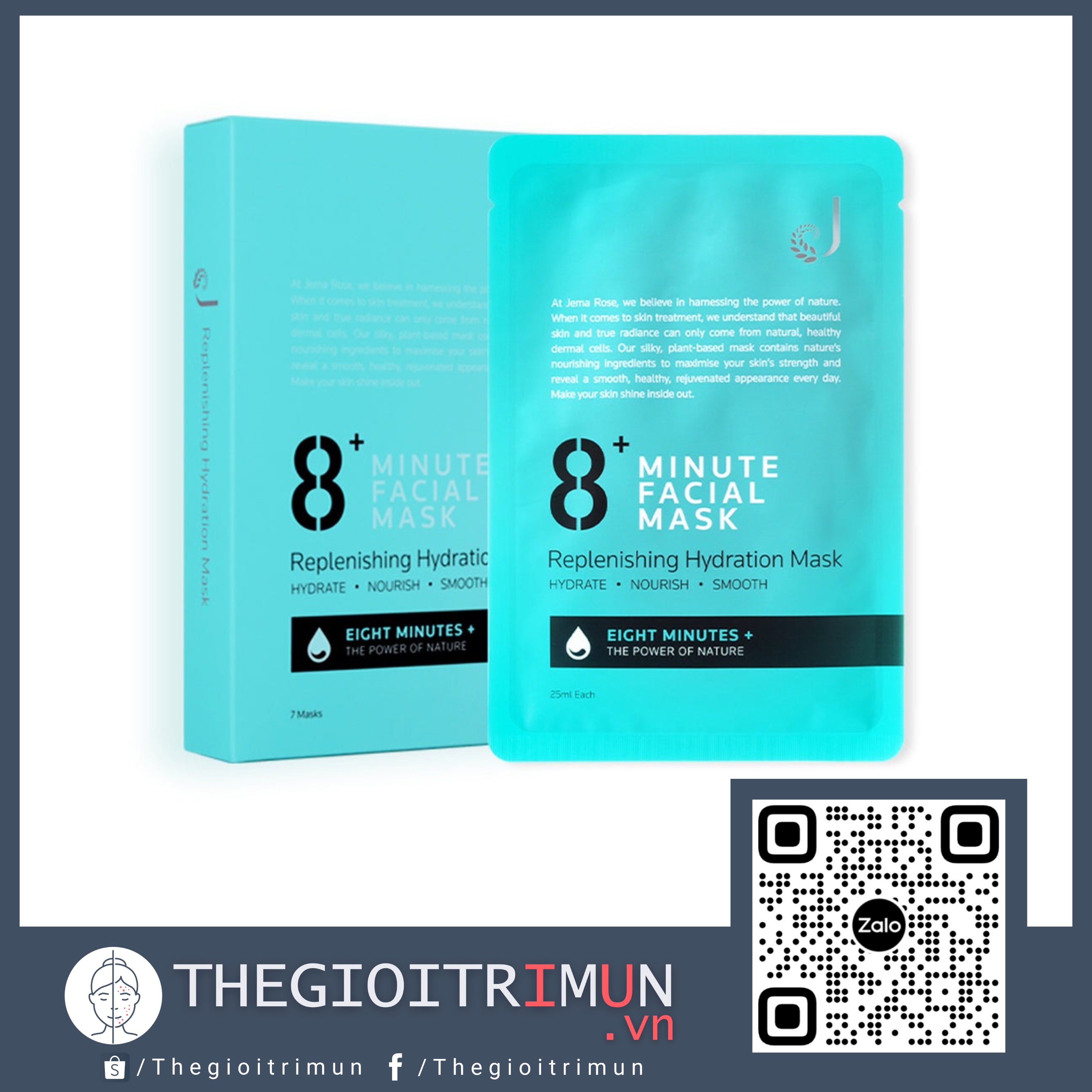 Mặt nạ dưỡng ẩm bổ sung nước 8 phút Jema Rose 8+ Minute Replenishing Hydration Mask 7x25ml