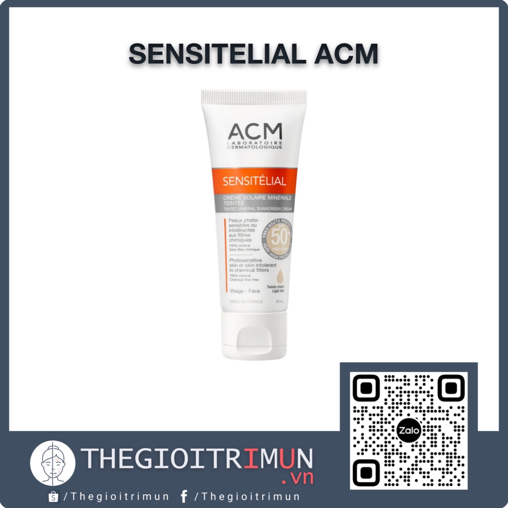 Kem Chống Nắng Che Khuyết Điểm Cho Mọi Loại Da ACM Sensitelial Tinted Mineral Sunscreen Cream SPF50+ 40ml (Có Màu)
