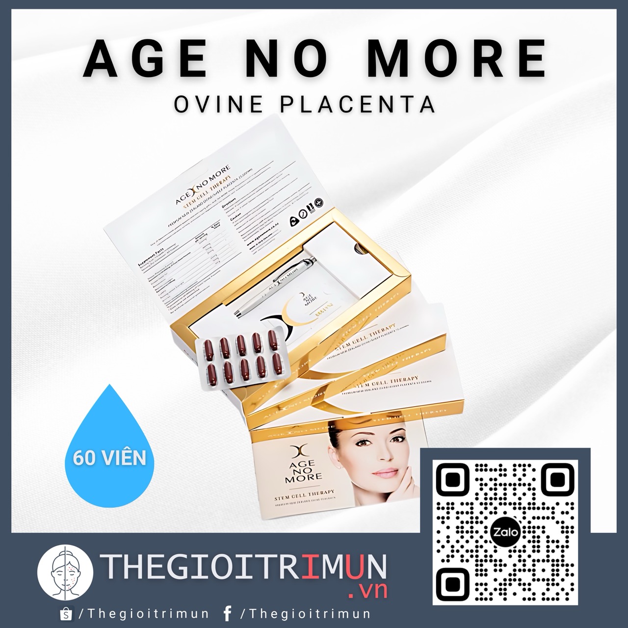 Viên Nhau Thai Cừu Age No More Ovine Placenta 60 viên