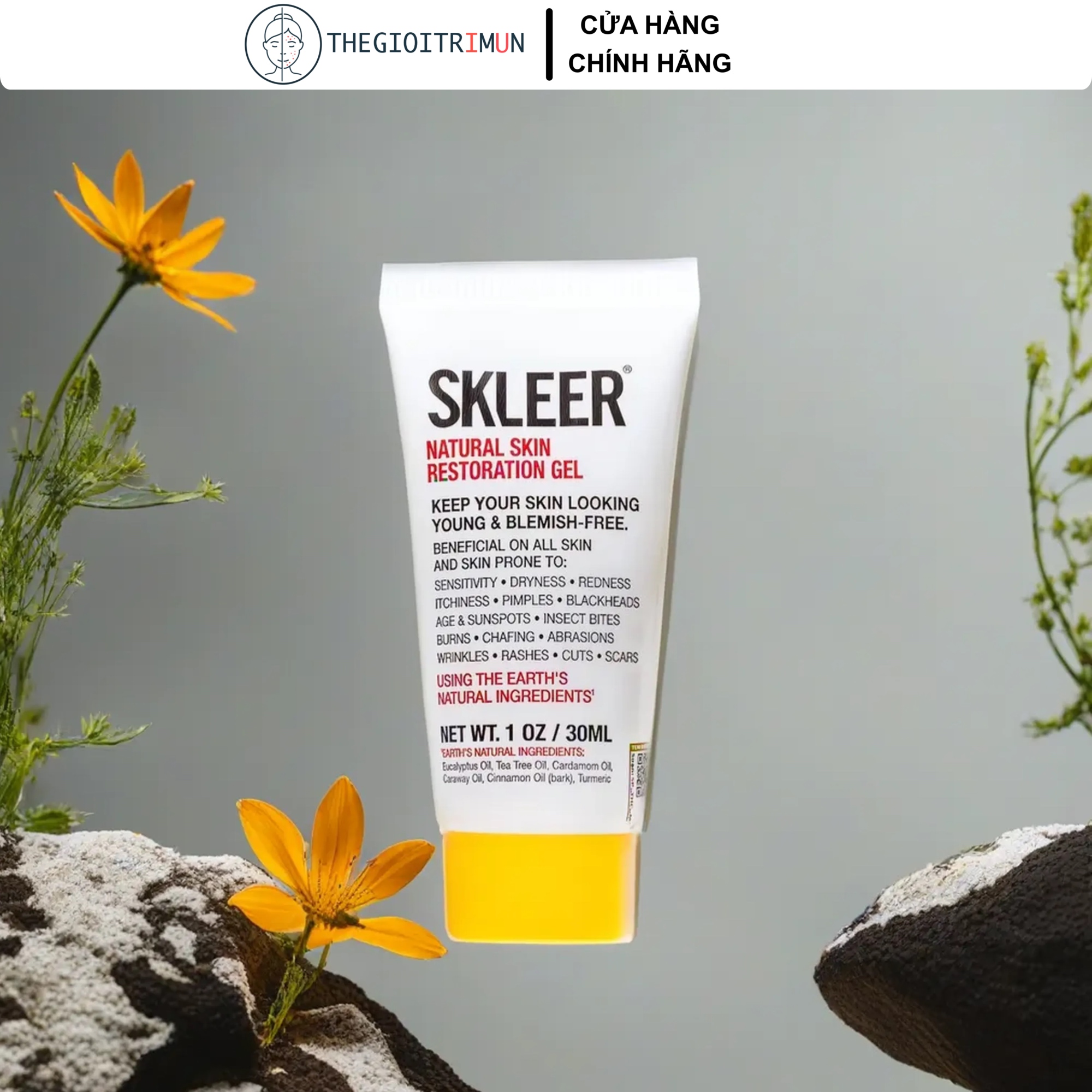 Gel Skleer Natural Skin Restoration giảm viêm, dưỡng ẩm và phục hồi da (30ml)