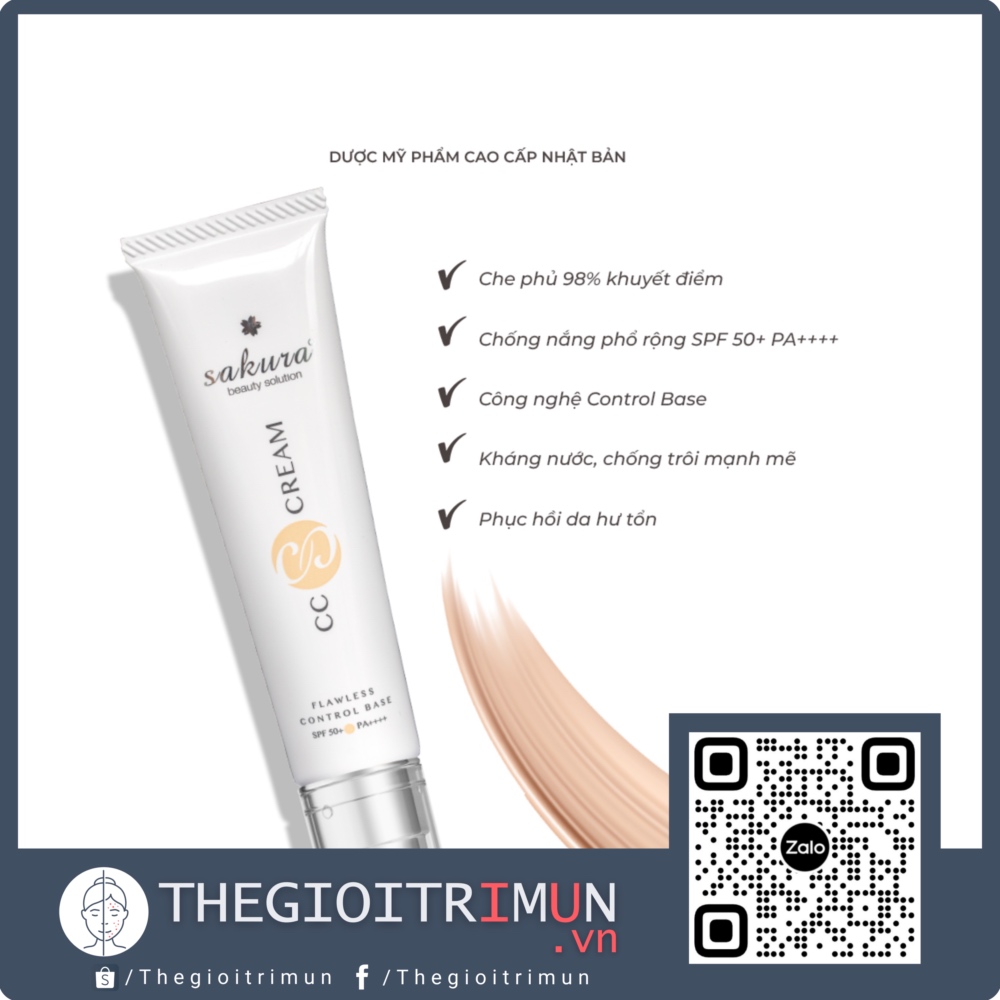 Sakura CC Cream - Kem trang điểm chống nắng che phủ 98% khuyết điểm