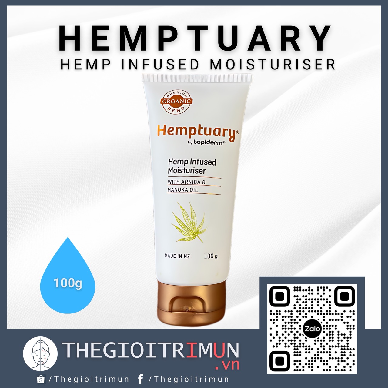 Kem Dưỡng Ẩm Hạt Gai Dầu Hemptuary Hemp Infused Moisturiser 100g
