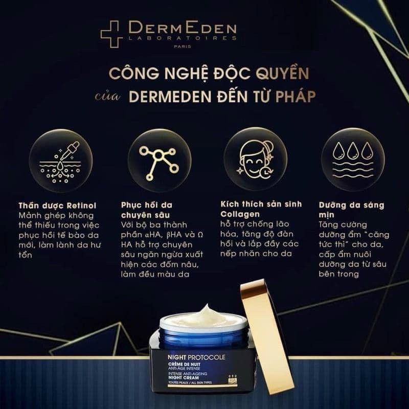 Kem chống lão hoá, sáng da DermEden Night Protocole Intense Night Cream (50ml)