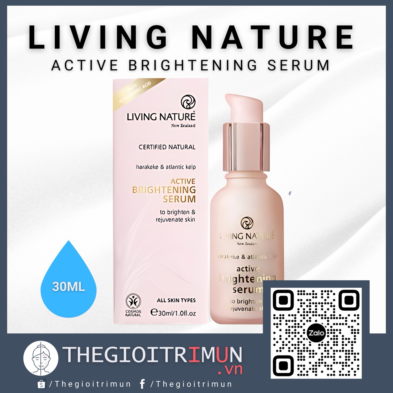 Serum dưỡng trắng da, chống lão hóa Living Nature Active Brightening Serum 30ml