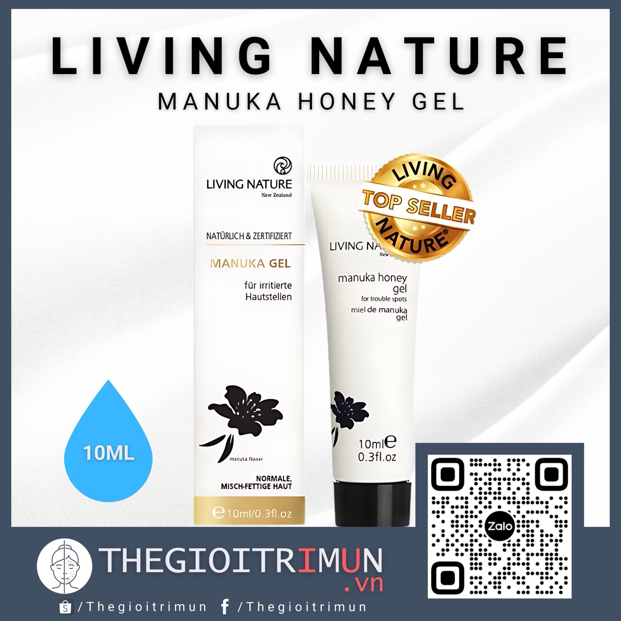 Gel mật ong Living Nature Manuka Honey Gel 10ml