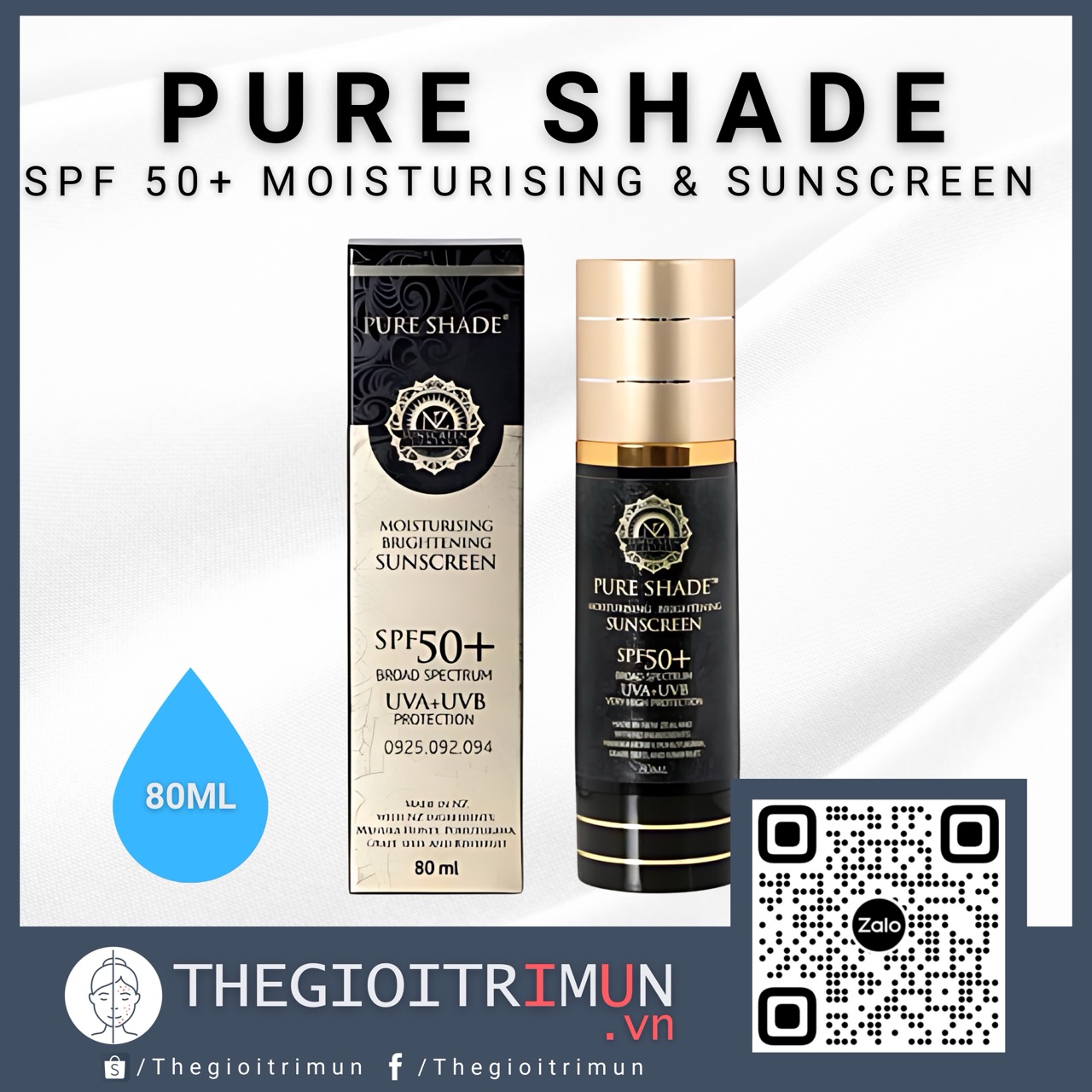 Kem chống nắng 4 in 1 Pure Shade SPF 50+ Moisturising & Sunscreen 80ml