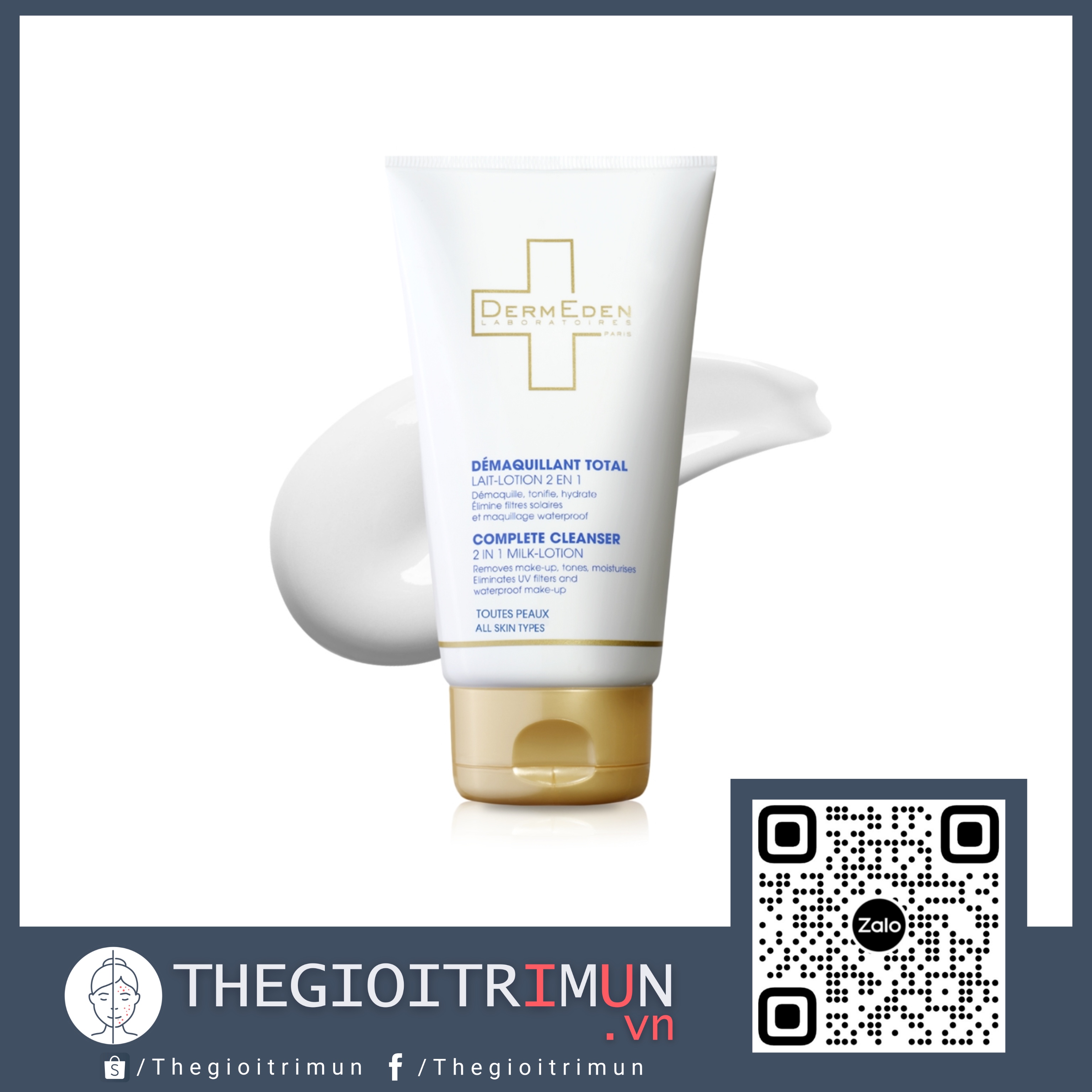 Lotion 2 in 1 làm sạch và tẩy trang DermEden Complete Cleanser Milk Lotion (150ml)