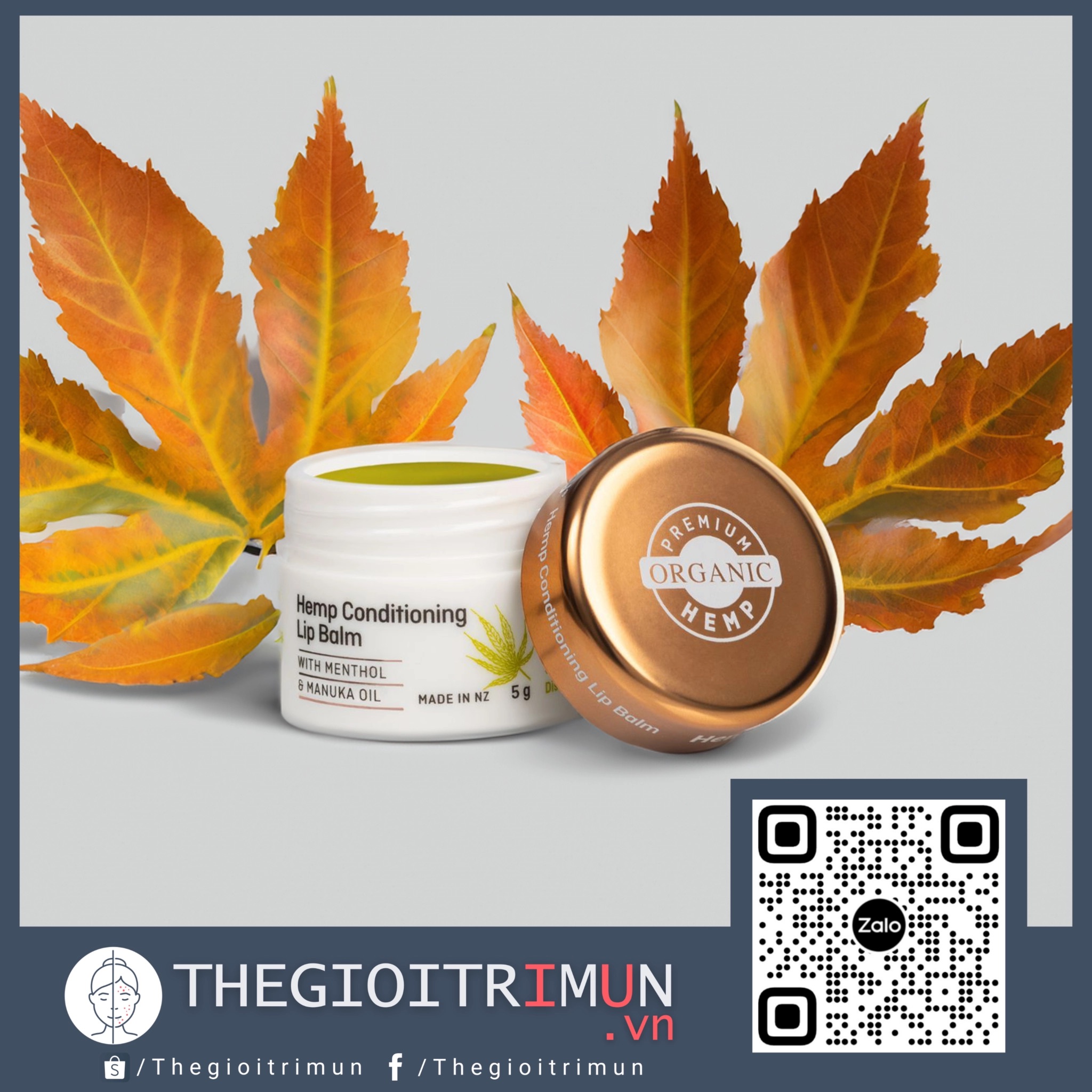 Son dưỡng hữu cơ giảm chàm môi, nứt nẻ môi Hemptuary Conditioning Hemp Lip Balm 5g