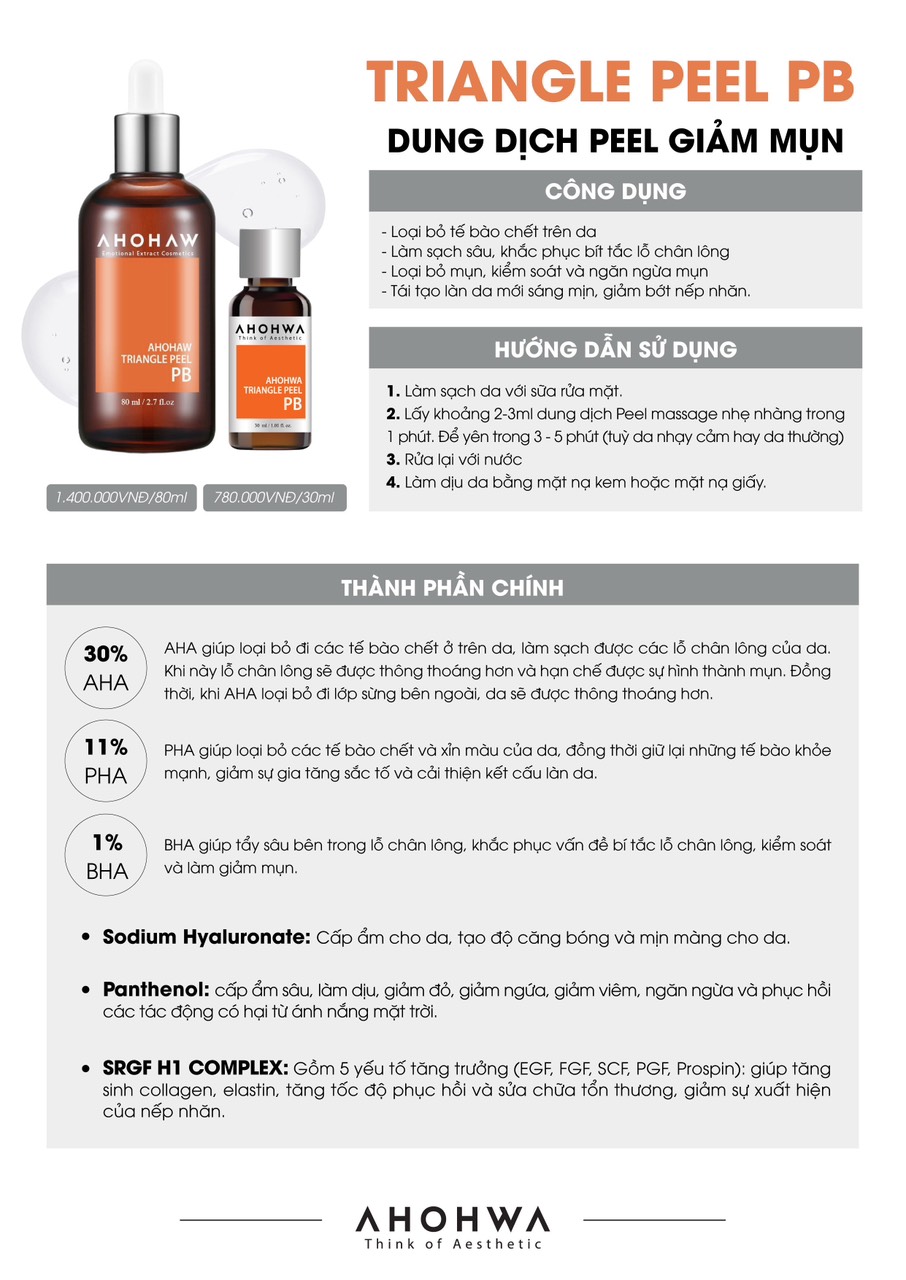 Ahohaw Triangle Peel da PB - Dành cho da mụn - 80ml