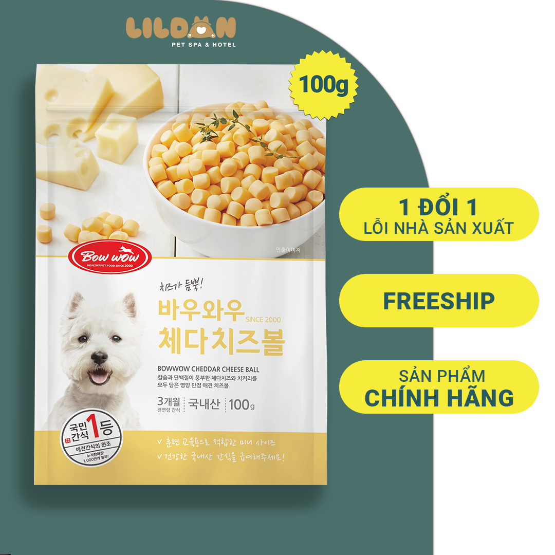 BOWWOW (100g) Bánh Thưởng Cho Chó - Phô Mai Viên Cheddar