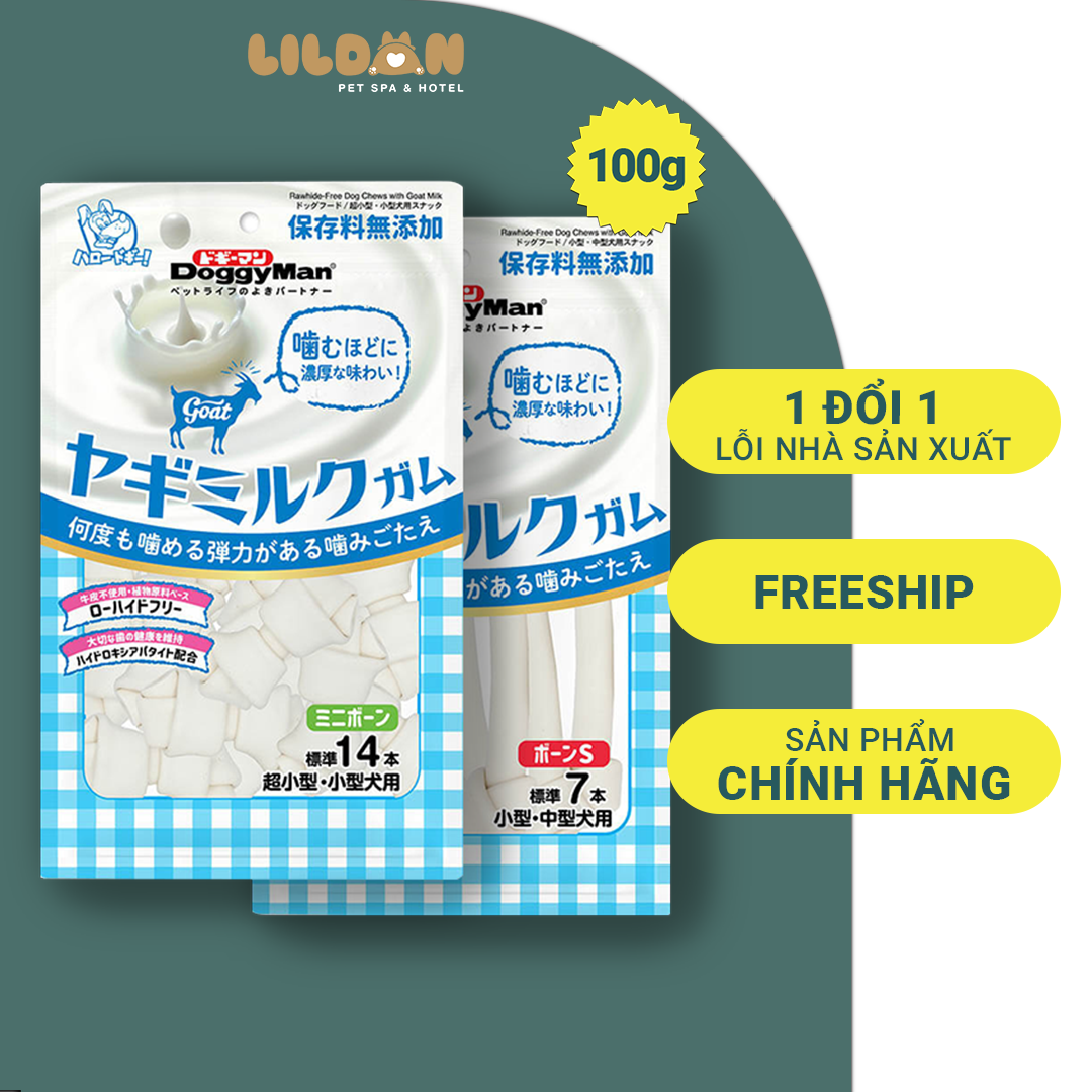 DOGGY MAN Bánh Thưởng Cho Chó - Xương Nơ Sữa Dê, Xương Nơ Thơm Miệng