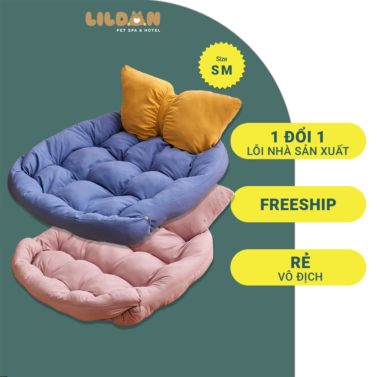 Nệm Cho Chó Mèo - Ổ Nệm Giường Nằm Nơ 2 In 1 Cho Chó Mèo