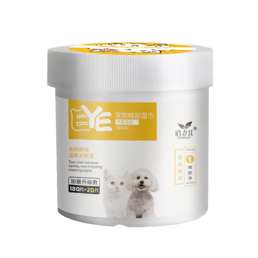 DORRIKEY (200 miếng) Khăn Lau Vết Ố Mắt Dành Cho Chó Mèo