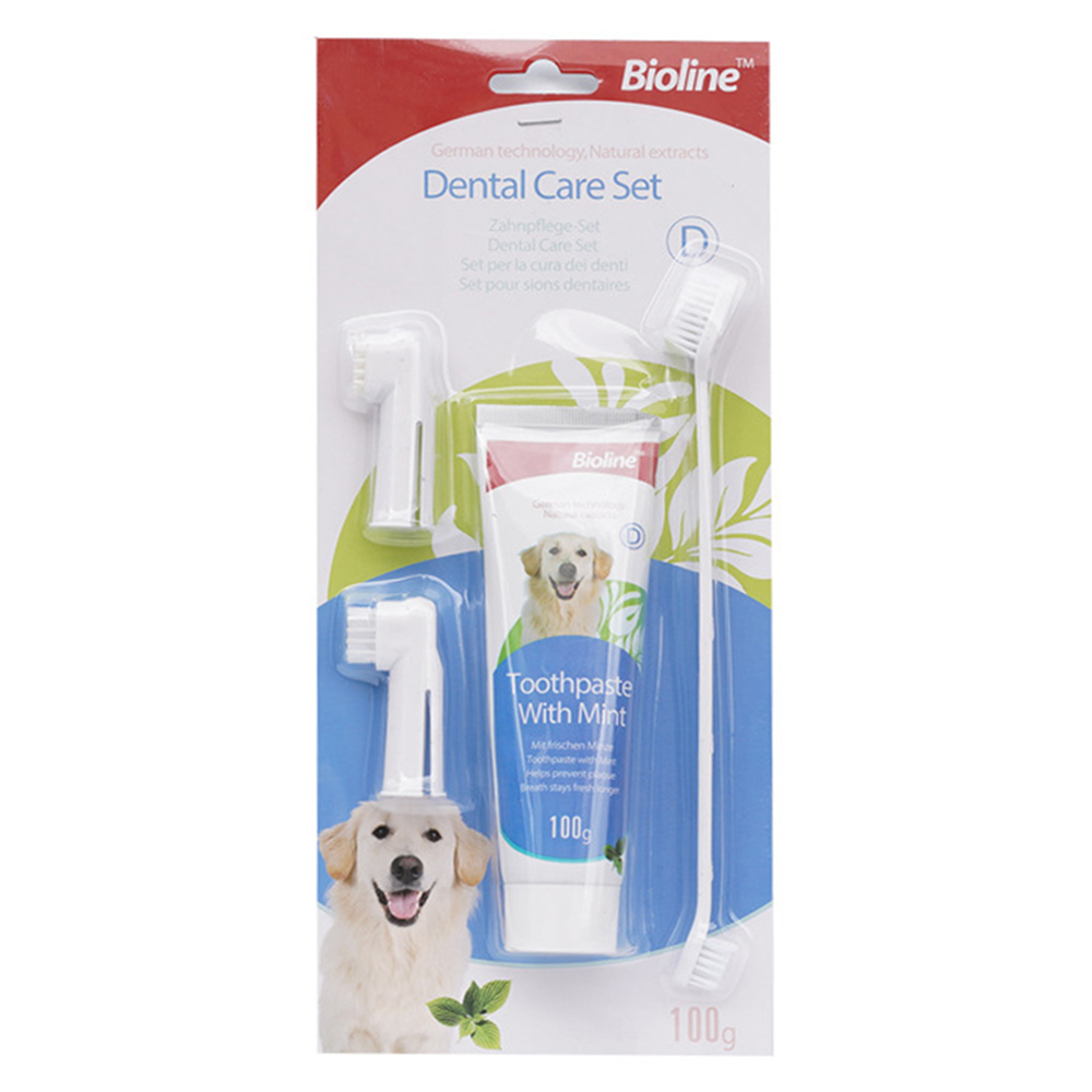 BIOLINE (50g) Bộ Bàn Chải Và Kem Đánh Răng Cho Mèo