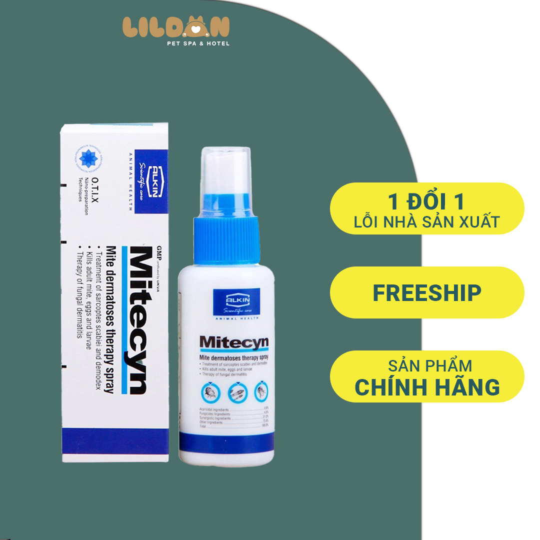 MITECYN Thuốc Xịt Trị Viêm Da Nấm Ghẻ Cho Chó Mèo