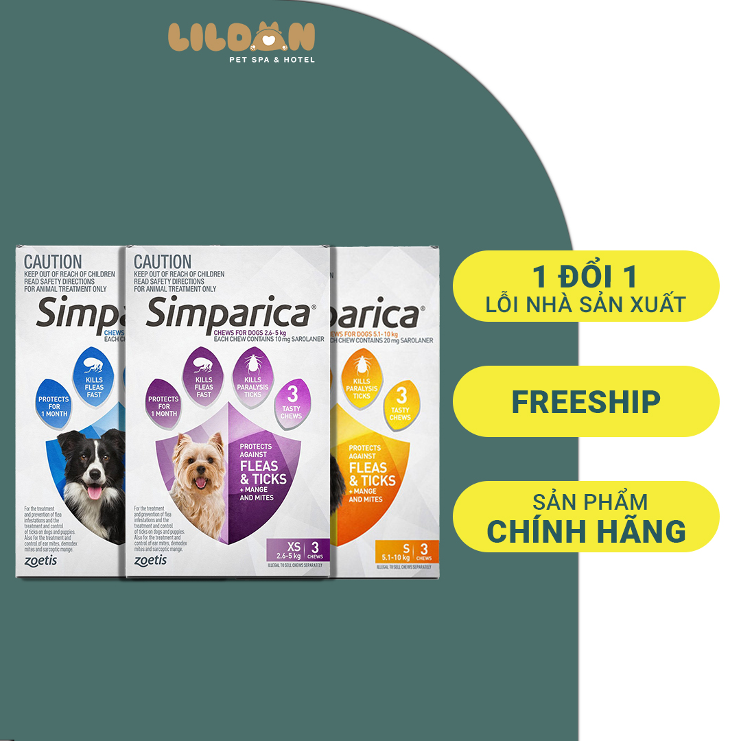 SIMPARICA Viên Uống Trị Ve Rận Cho Chó Mèo