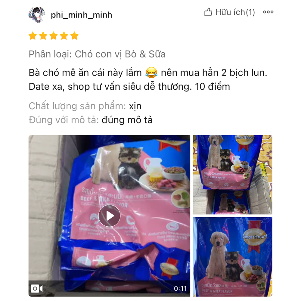 SMARTHEART Thức Ăn Hạt Dinh Dưỡng Cho Chó Con Và Chó Trưởng Thành