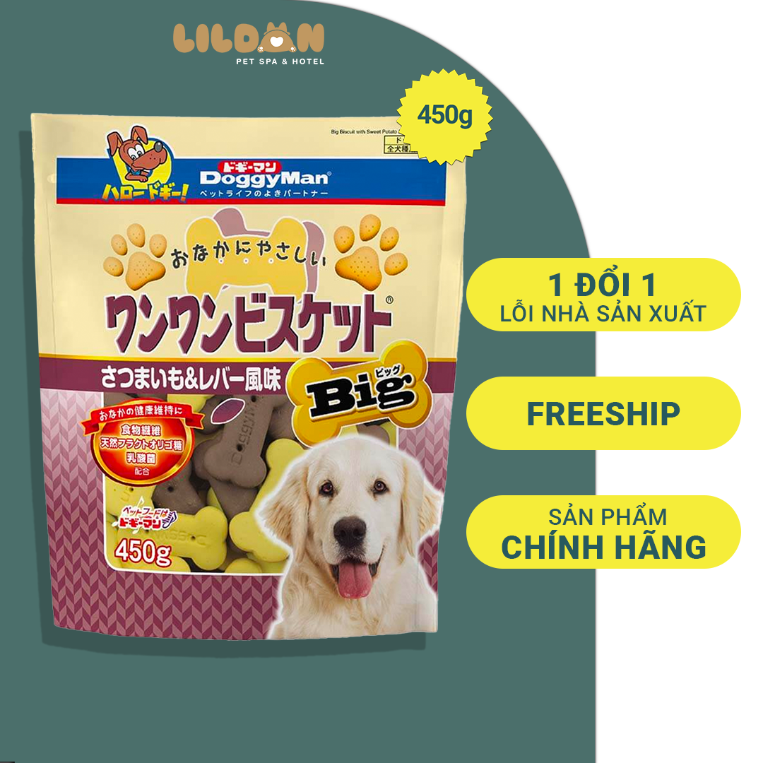 DOGGY MAN Bánh Thưởng Cho Chó - Bánh Quy Lớn Bổ Sung Gan và Khoai Lang