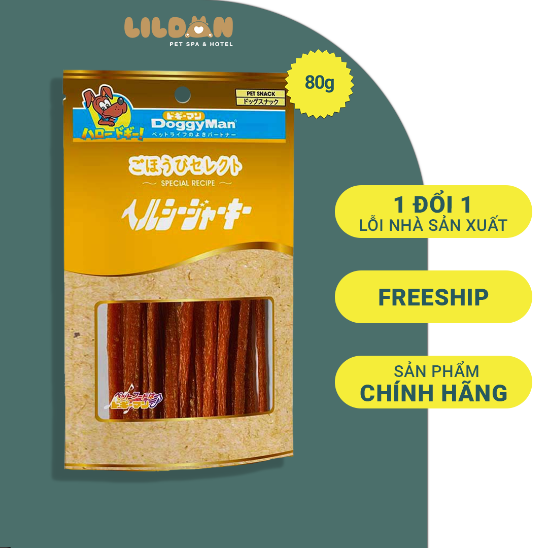 DOGGY MAN Bánh Thưởng Cho Chó - Que Gặm, Xúc Xích, Que Cuốn Thịt Gà Sấy