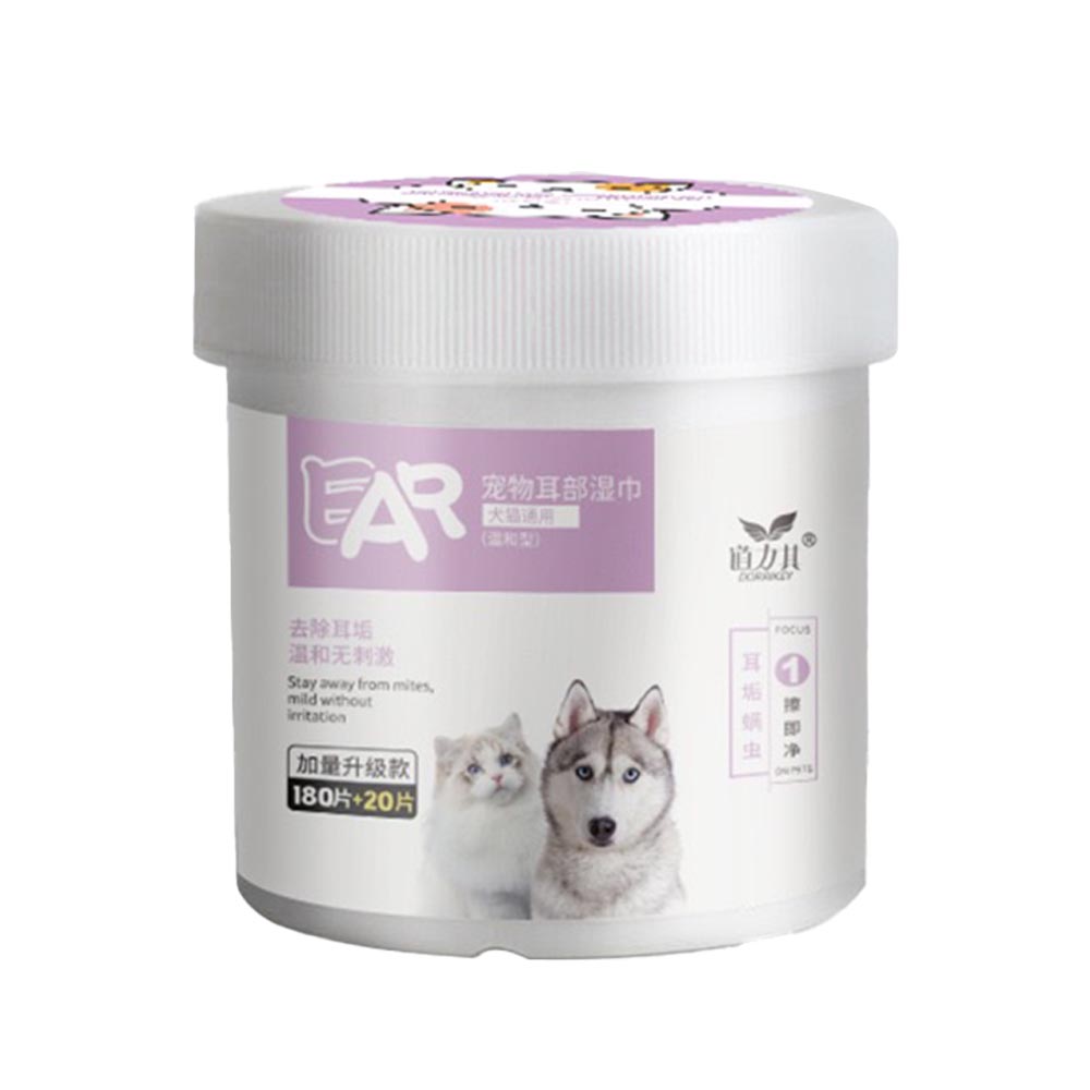 DORRIKEY (200 miếng) Khăn Lau Vệ Sinh Tai Dành Cho Chó Mèo