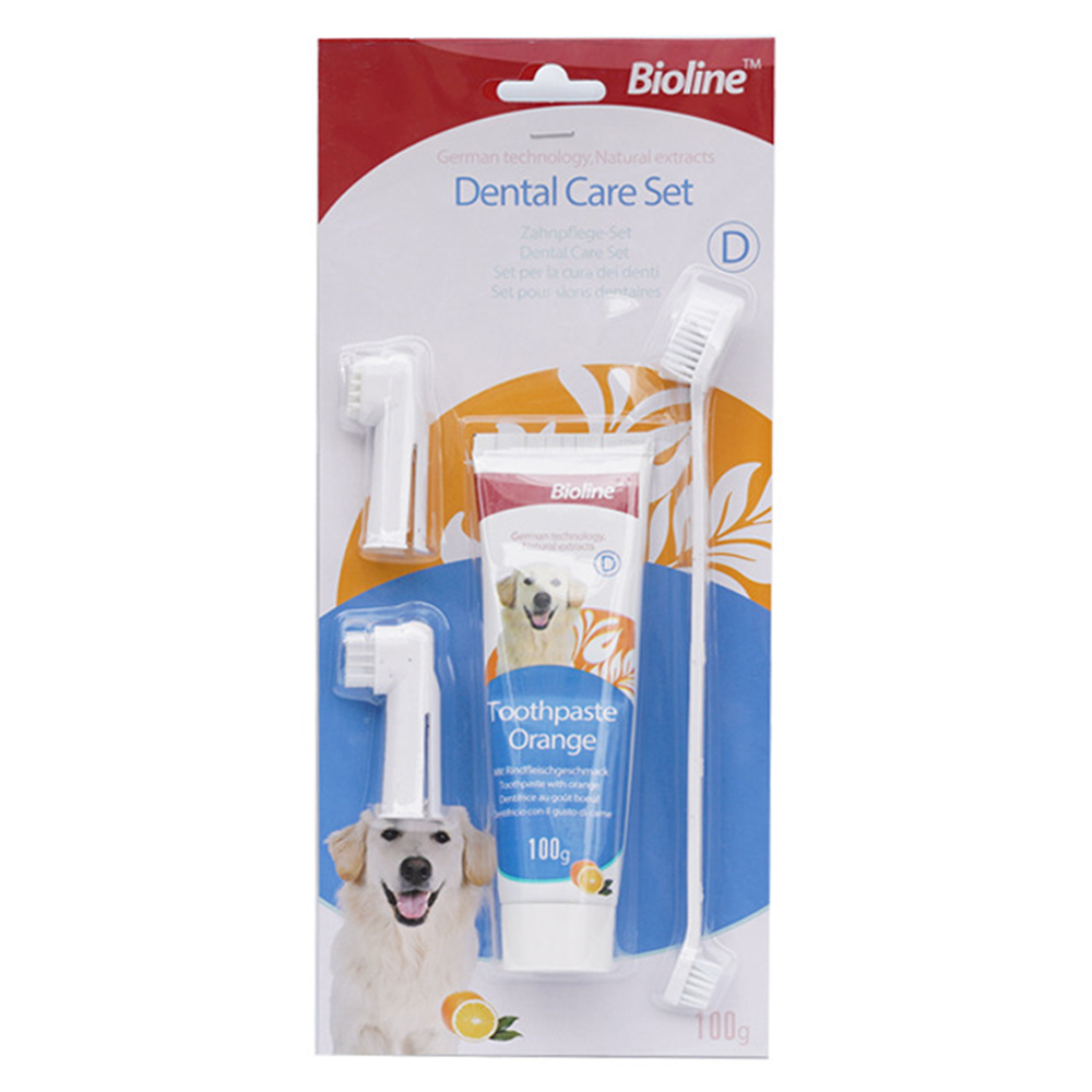 BIOLINE (50g) Bộ Bàn Chải Và Kem Đánh Răng Cho Mèo