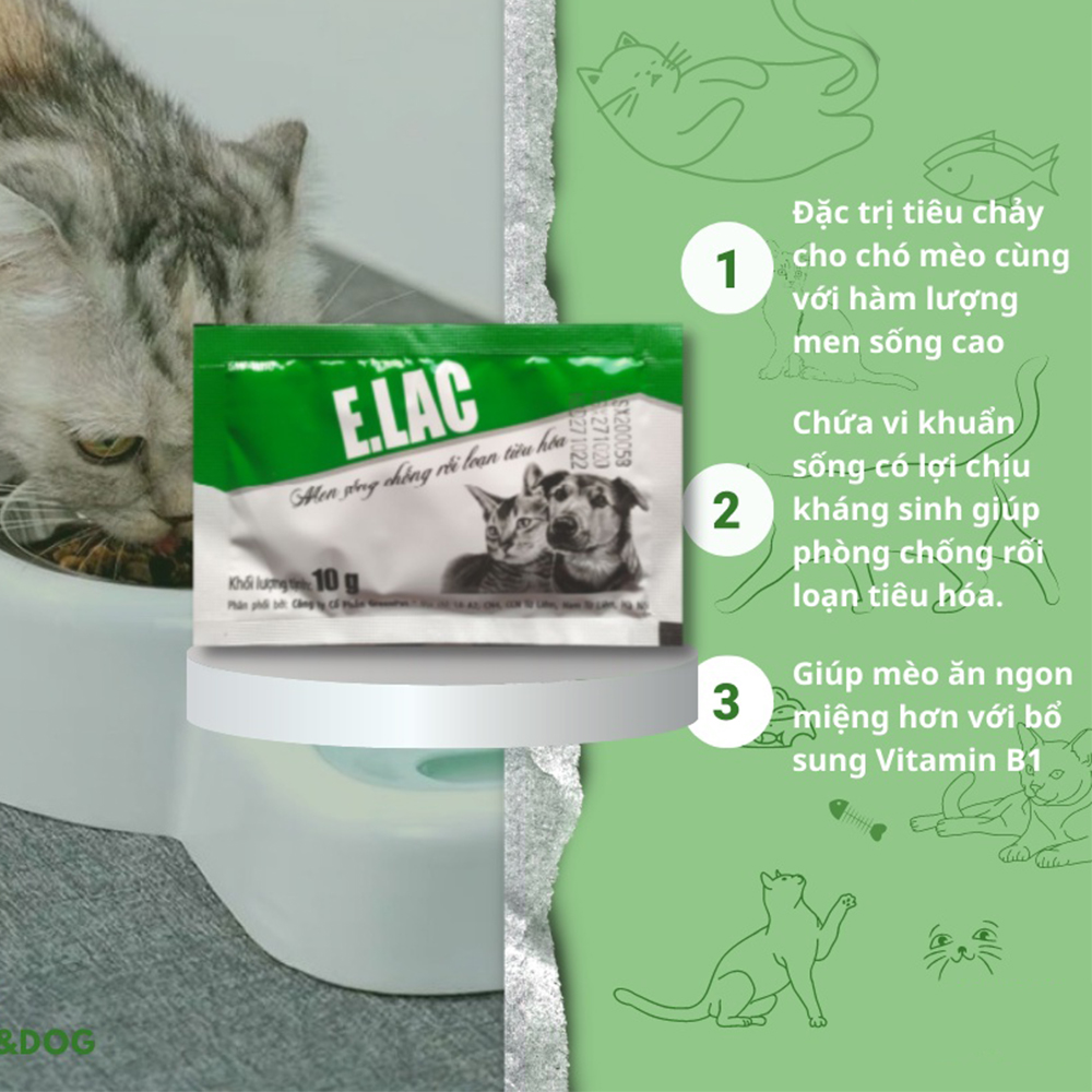 Men E.lac - Men Tiêu Hóa Trị Tiêu Chảy Chó Mèo