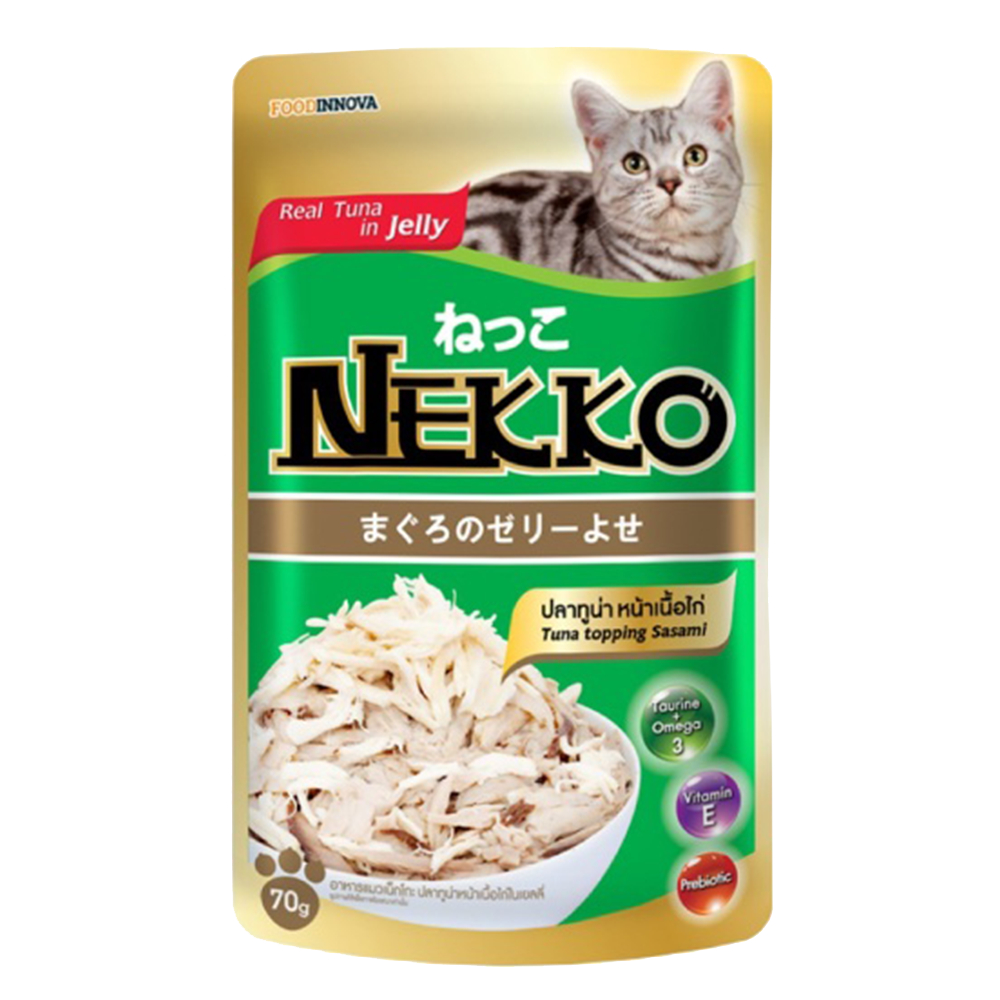 NEKKO JELLY (70g) Pate Cho Mèo Trưởng Thành Vị Cá Ngừ Nhiều Topping