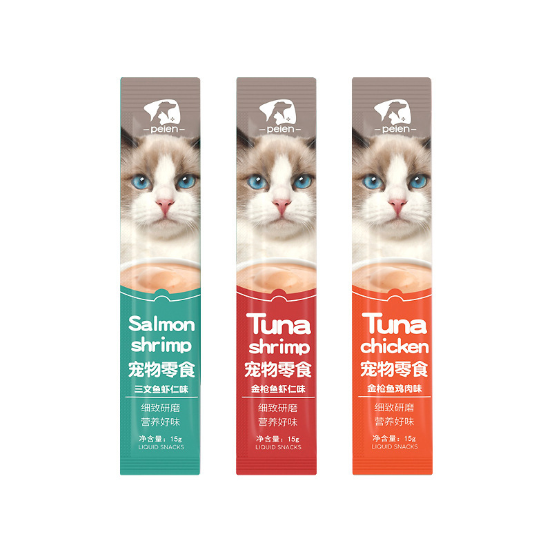 PEIEN (1 gói) Bánh Thưởng Snack Thưởng - Súp Thưởng Cho Mèo Vị Cá Ngừ, Cá Hồi, Gà, Tôm
