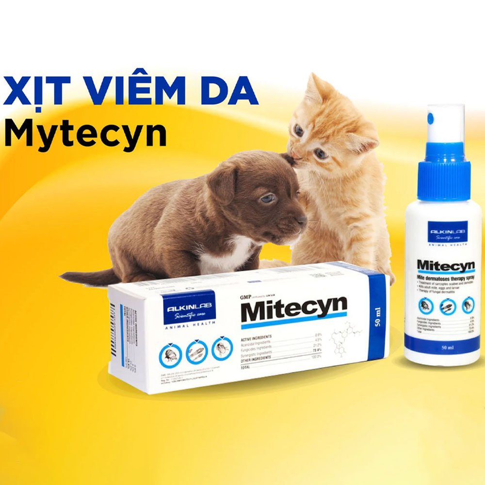 MITECYN Thuốc Xịt Trị Viêm Da Nấm Ghẻ Cho Chó Mèo