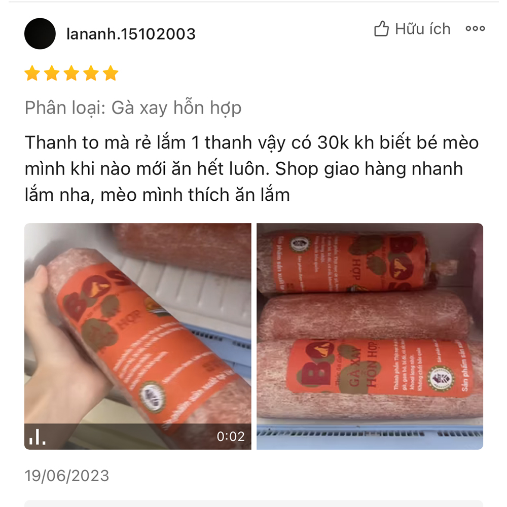 Raw Food - BOSS 800g - Thực phẩm tươi dành cho cún nhiều loại
