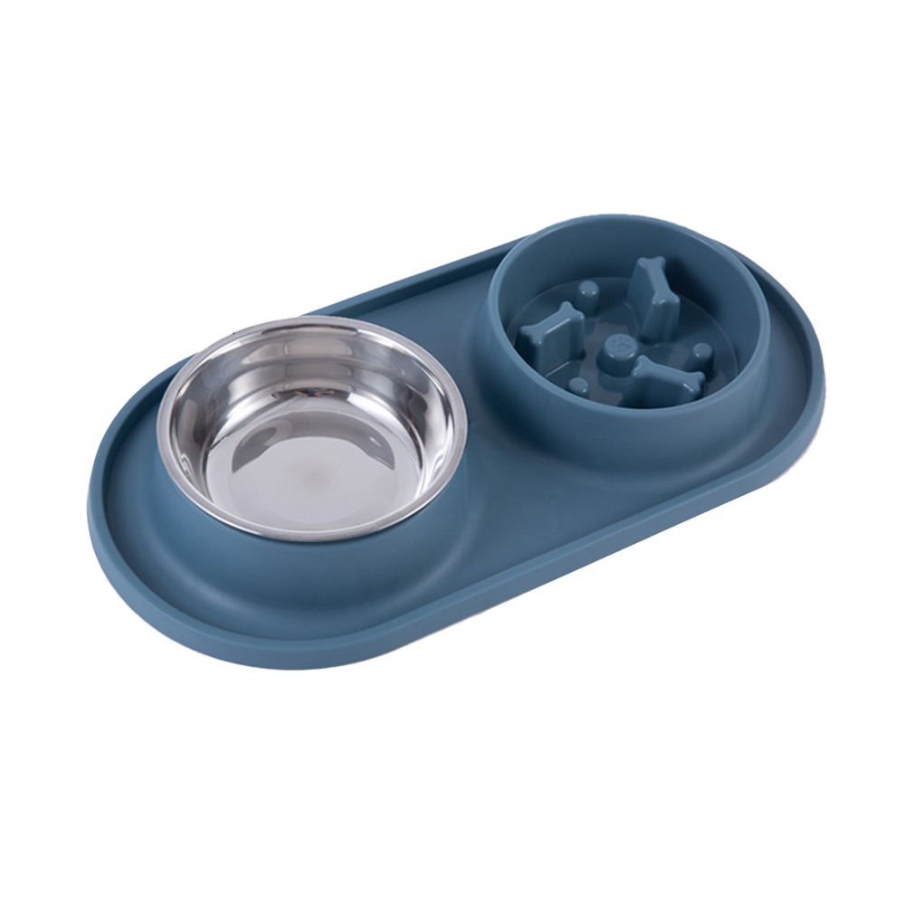 Bát Ăn Chén Ăn - Khay Ăn Đôi, Kèm Bát Ăn Chậm, Chống nghẹn, Chống kiến, Chống lật cho Chó Mèo
