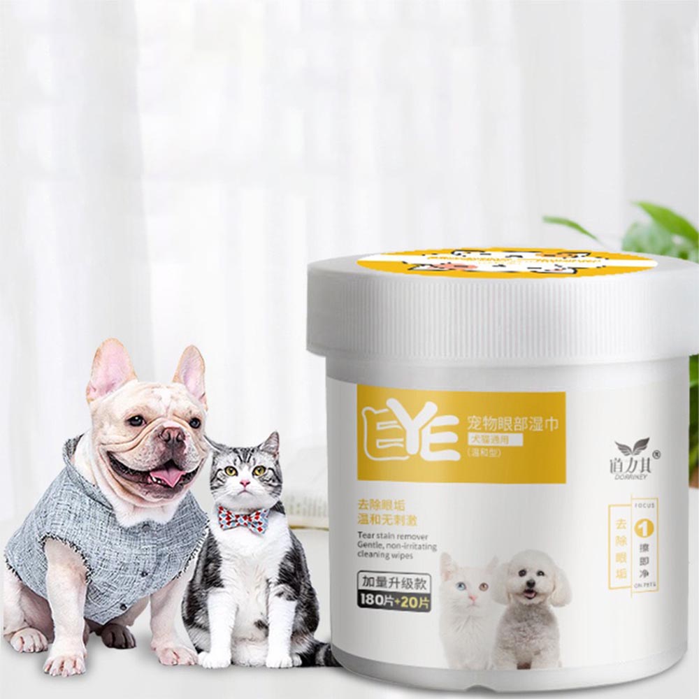 DORRIKEY (200 miếng) Khăn Lau Vết Ố Mắt Dành Cho Chó Mèo