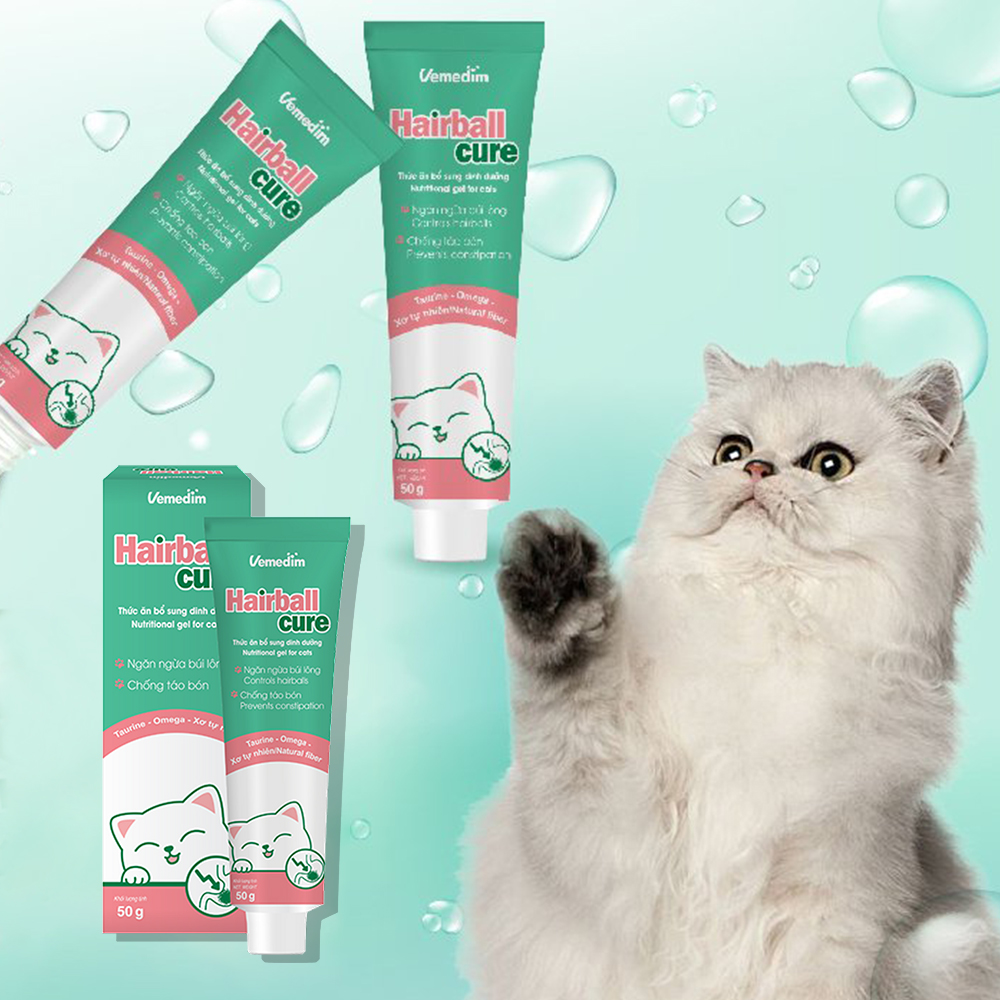 Vemedim Hairball cure - Ngăn ngừa búi lông trong dạ dày và hạn chế táo bón, nôn mửa do búi lông
