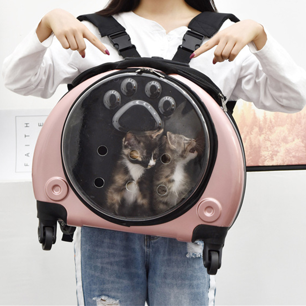 Balo, Vali Vận Chuyển Chó Mèo Có Bánh Xe Kéo Tiện Lợi, Hàng Cao Cấp