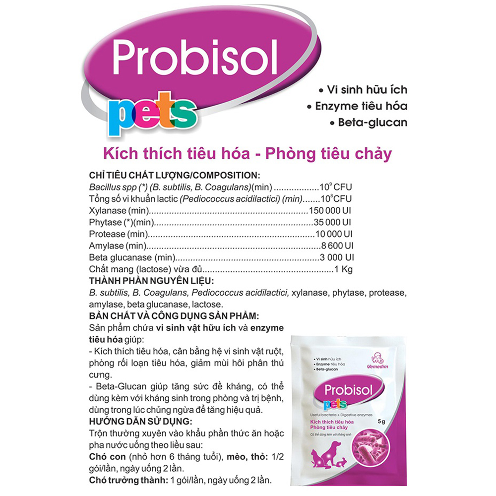 Vemedim PROBISOL PETS - MEN TIÊU HÓA CHO CHÓ, MÈO