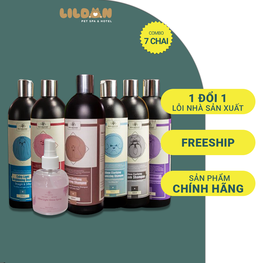 SILK CREATION Combo 7 Chai Dầu Gội, Xã, Dầu Thơm Dành Cho Pet Shop
