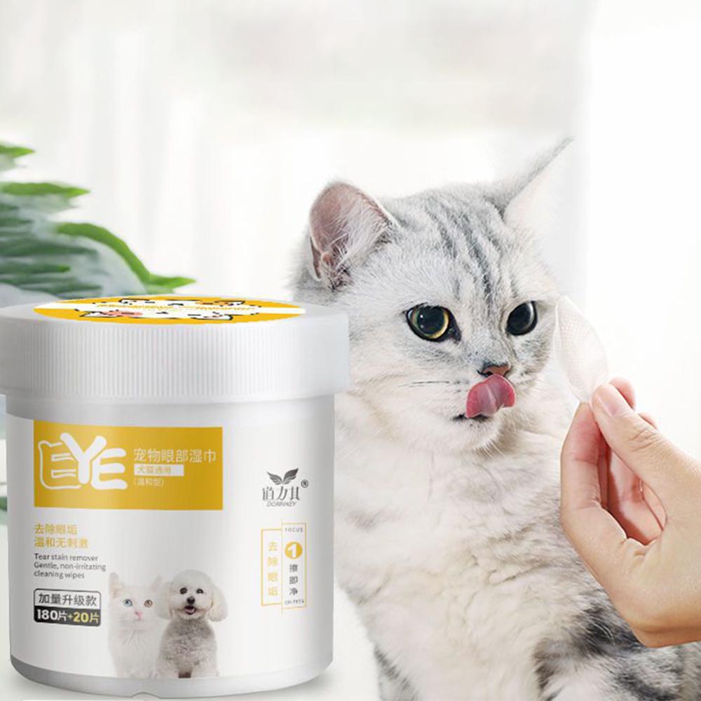 DORRIKEY (200 miếng) Khăn Lau Vết Ố Mắt Dành Cho Chó Mèo
